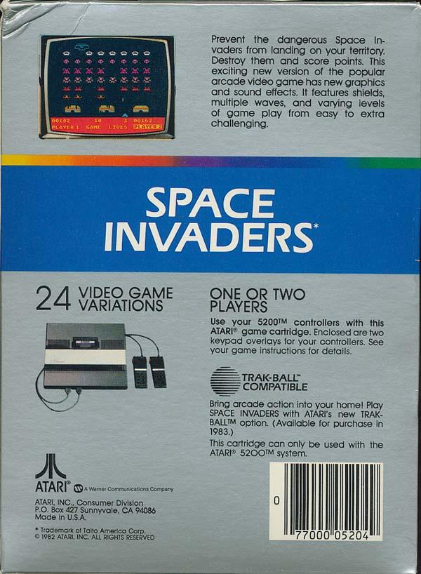 Space Invaders (1982) (Atari) Box Scan - Back